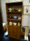 (R3) BOOKCASE WITH LOWER CABINET; PINE FINISHED, WOOD GRAIN 3-SHELF BOOKCASE WITH 2 LOWER CABINET