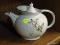 (R3) HALL'S SUPERIOR QUALITY KITCHENWARE TEAPOT; ONE WHITE PORCELAIN TEAPOT WITH PLATINUM RING WITH