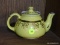 (R3) HALL PORCELAIN TEAPOT; ONE SMALL YELLOW TEAPOT WITH GOLD FLOWER DESIGNS AND RIMMING