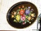(WALL) NASCO PRODUCTS TOLE TRAY; ONE BLACK LA VENCE TOLE TRAY WITH HAND PAINTED DESIGNS AND PILL CUT