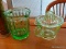 (R1) PAIR OF URANIUM GLASS DISHES; 2 PIECE LOT OF URANIUM GLASS DISHES TO INCLUDE A LEMON JUICER