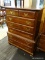 (R1) CHEST ON CHEST; CHERRY, CHIPPENDALE STYLE, 7-DRAWER CHEST ON CHEST WITH BRASS BATWING PULLS,