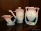 (R2) LOT OF HULL PINK DOGWOOD STYLE POTTERY; 3 PIECE LOT TO INCLUDE A CORNUCOPIA VASE (#522), A 6.5