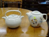 (R2) LOT OF TEA POTS; 2 PIECE LOT TO INCLUDE A HALL INVENTO PRODUCTS, CREAM COLORED, 2-SIDED TEAPOT