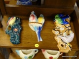 (R2) LOT OF BIRD THEMED WALL POCKETS; 3 PIECE LOT TO INCLUDE A BIRD SITTING ON A BLUE TONED BRANCH,