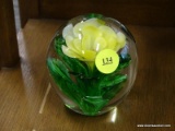 (R2) DECORATIVE YELLOW FLOWER PAPERWEIGHT.