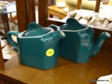 (R2) MATCHING TEAPOT AND COFFEE POT; 2 PC SET TO INCLUDE A SMALL, TEAL COFFEE POT AND TEAPOT.