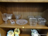 (R3) LOT OF ASSORTED GLASSWARE; ONE SCALLOPED GLASS HIGHBALL CUP, ONE CUT GLASS SQUARE FOOT CANDY