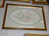 (WALL) FRAME PRINT; DEPICTING ALSTROEMERIAS IN A BUNCH BY D. ADAIR. SINGLE MATTED WITH ONE OVAL MAT