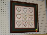 (WALL) FRAMED PRINT; DEPICTS A NINE SQUARED ROW OF 3 DESCRIBING WHAT LOVE IS AND DOES MADE BY CHARLE