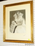 (WINDOW) WEDDING PHOTO; LADIES WEDDING PHOTO IN A GOLD TONED FRAME. FRAME IS VERY NICE. MEASURES
