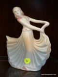 (R1) HULL POTTERY DANCING WOMAN FIGURINE; VINTAGE HULL POTTERY #955 BLUE, CREAM AND PINK TONED