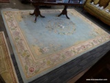 (R1) KISMET CLASSIC CARVED CHINESE AREA RUG; BLUE/IVORY CHINESE STYLE DECORATOR AREA RUG WITH A