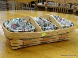 (R2) LONGABERGER 3-SECTIONED COLLECTIBLE BASKET. MEASURES 15