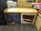 (R2) FARMHOUSE CONSOLE TABLE; ASH BROWN FINISH FARMHOUSE DESIGN WOOD CONSOLE TABLE. SOLID WOOD AND