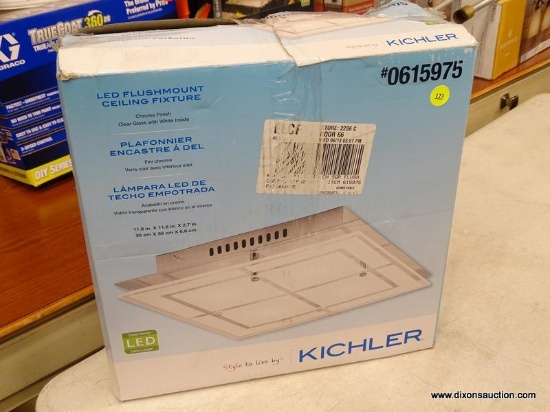 (R6) KICHLER 11.75-IN CHROME MODERN/CONTEMPORARY LED FLUSH MOUNT LIGHT; MODEL #0615975. COMES IN