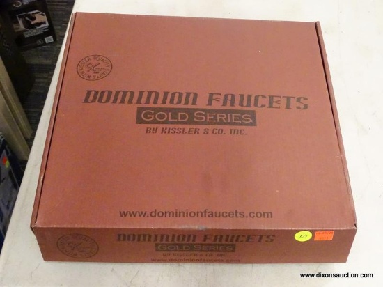 (R6) KISSLER & CO. DOMINION FAUCETS GOLD SERIES TWO HANDLED KITCHEN FAUCET; SERIES #77-5100 CHROME,