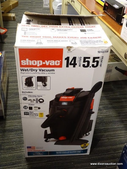 (R6) SHOP-VAC 14-GALLON 5.5-HP PORTABLE WET/DRY SHOP VACUUM; MODEL #1010708. COMES WITH ORIGINAL