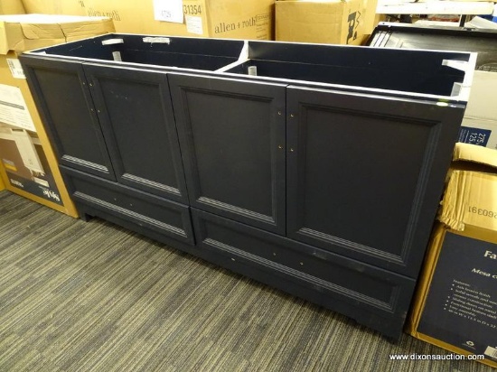 (R2) STYLE SELECTIONS NAVY BLUE, 60" DOUBLE SINK VANITY BASE WITH 4 CABINET DOORS AND 2 LOWER