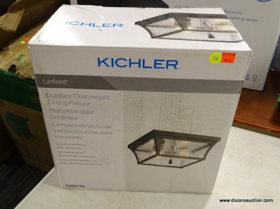 (R6) KICHLER LINFORD 11-IN W OLDE BRONZE LIGHT FIXTURE; MODEL #1085719. COMES IN ORIGINAL BOX, MAY
