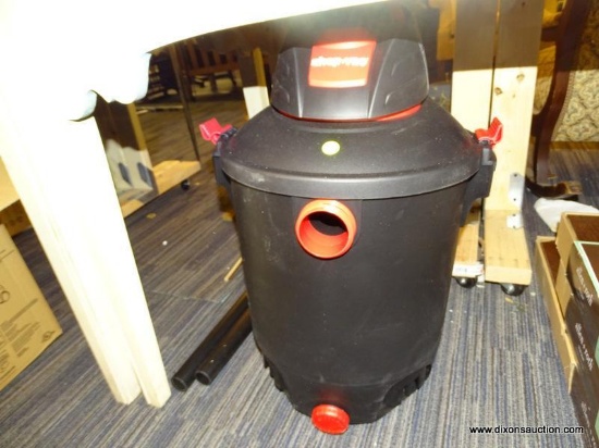 (R6) SHOP VAC 10 GAL. 4.5 HP WET/DRY VACUUM; MODEL #SL14-450. NO BOX, MISSING SOME ATTACHMENTS.