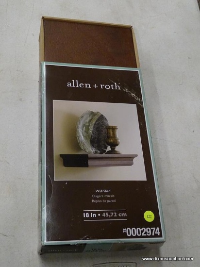 (R6) ALLEN + ROTH 18-IN WOOD WALL MOUNTED SHELVING; MODEL #9481137.