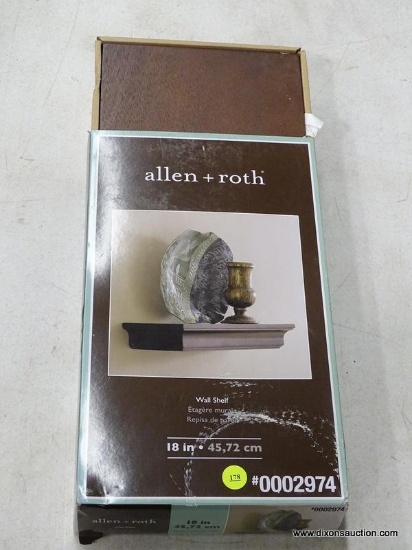 (R6) ALLEN + ROTH 18-IN WOOD WALL MOUNTED SHELVING; MODEL #9481137.