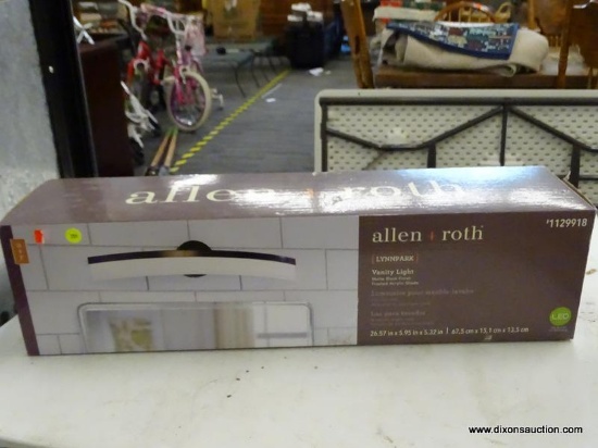 (R6) ALLEN + ROTH LYNNPARK 1-LIGHT BLACK MODERN/CONTEMPORARY VANITY LIGHT BAR; MODEL #VBL11-27MBK.