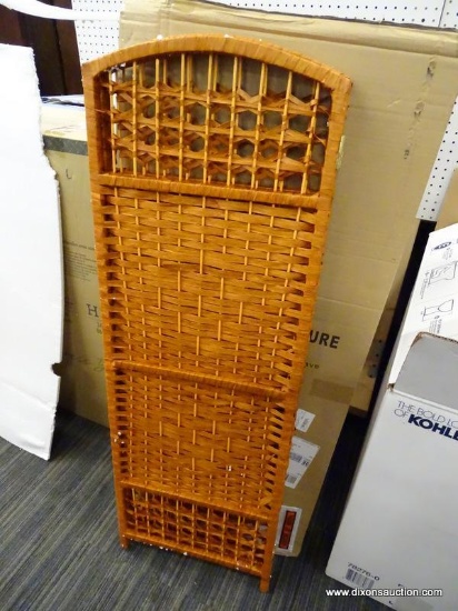 (R1) RED LANTERN 3-PANEL, LIGHT BEIGE, CELLULOSE FIBER WEAVE ROOM DIVIDER. MEASURES AT MAX 48" X