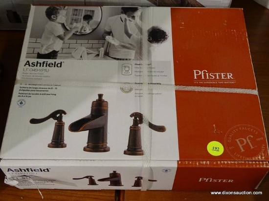 (R6) PFISTER ASHFIELD RUSTIC BRONZE 2-HANDLE WIDESPREAD WATERSENSE BATHROOM SINK FAUCET; MODEL