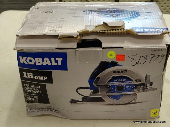 (R6) KOBALT 7-1/4-IN CORDED CIRCULAR SAW WITH BRAKE MAGNESIUM SHOE; MODEL #K15CS-06AC. COMES IN