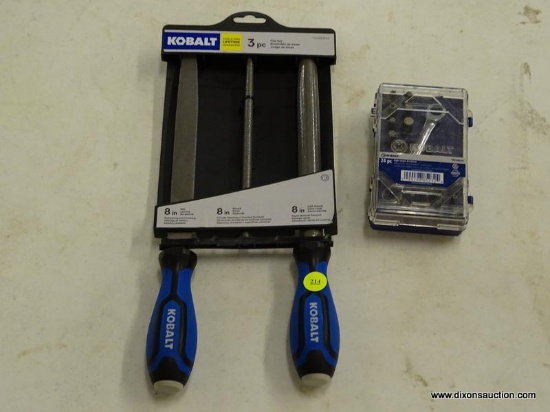 (R6) KOBALT 2 PC. LOT; INCLUDES KOBALT 3 PC. 8-IN FILE SET, MODEL #0489614 & 24 PC. RIGHT ANGLE BIT