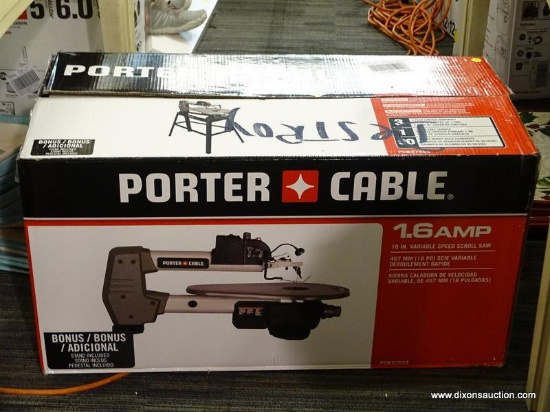 (R6) PORTER-CABLE 18-IN 1.6-AMP VARIABLE SPEED SCROLL SAW; MODEL #PCB375SS. COMES IN ORIGINAL OPEN