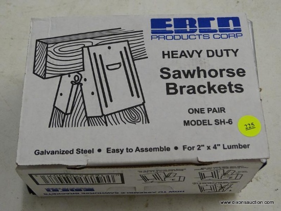 (R6) EBCO GALVANIZED SAWHORSE BRACKETS; MODEL #SH-6. MADE FOR 2-IN X 4-IN LUMBER. 2-PACK.