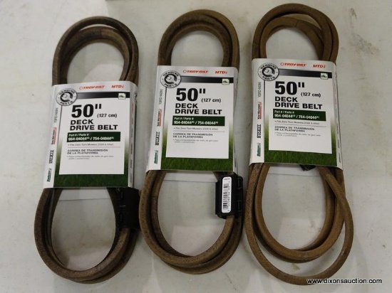 (R5) 3-PACK TROY-BILT MTD DRIVE BELTS; 50" DECK DRIVE BELTS, PART #954-04044/754-04044. FITS ZERO