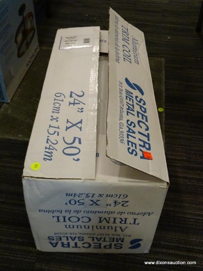 (R5) SPECTRA METAL SALES POLY TRIM COIL; WHITE IN COLOR, MODEL #670-488. MEASURES 24-IN X 50-FT.