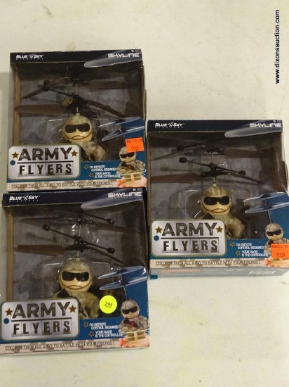 (R5) LOT OF (3) BLUE SKY ARMY FLYERS; TAN CAMO CLOTHED SOLDIERS. MODEL #90010.