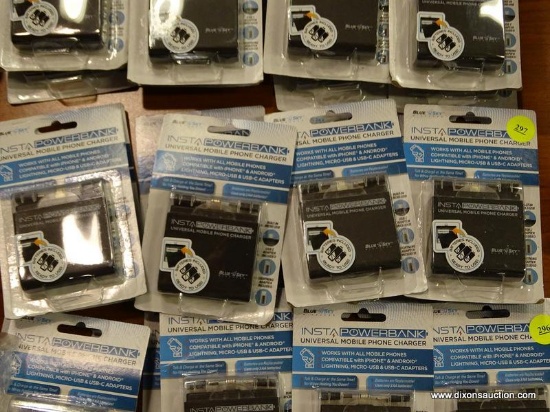 (R5) LOT OF (8) BLUE SKY INSTA POWER BANKS; UNIVERSAL MOBILE PHONE CHARGER, WORKS FOR ALL MOBILE