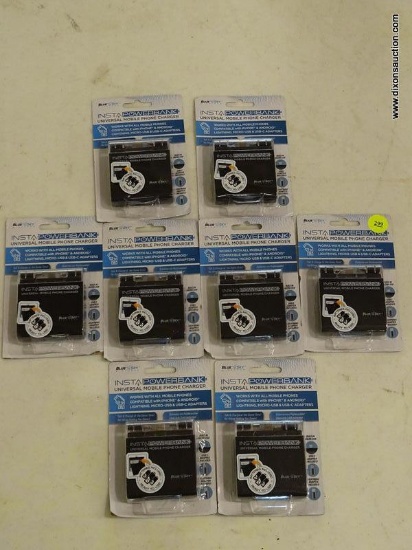 (R5) LOT OF (8) BLUE SKY INSTA POWER BANKS; UNIVERSAL MOBILE PHONE CHARGER, WORKS FOR ALL MOBILE