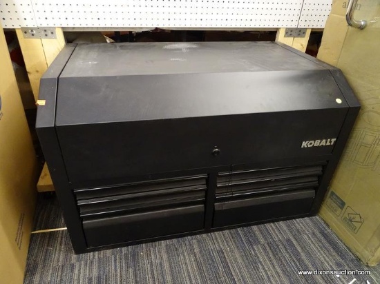 (R1) KOBALT TOOL CHEST; BLACK 6-DRAWER TOOL CHEST (UPPER PART ONLY). FEATURES A HYDRAULIC LIFT TOP