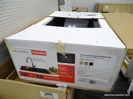 (R1) FRANKE KITCHEN SINK; PRIMO 33-IN X 22-IN GRAPHITE SINGLE BOWL DROP-IN OR UNDERMOUNT 4-HOLE