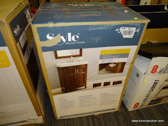 (R2) STYLE SELECTIONS VANITY WITH TOP; MORECOTT 23.75-IN CHOCOLATE SINGLE SINK BATHROOM VANITY WITH