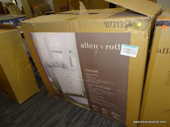 (R2) ALLEN + ROTH VANITY WITH TOP; TENNABY 42-IN WHITE SINGLE SINK BATHROOM VANITY WITH NATURAL