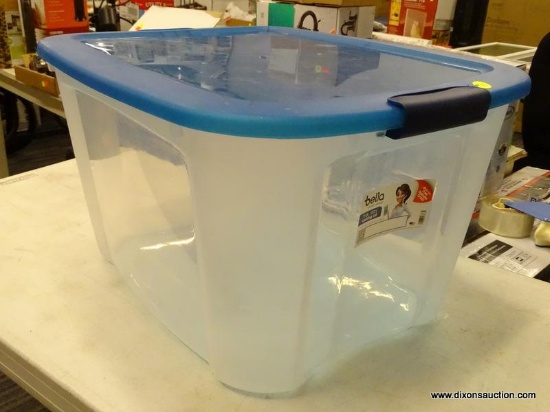 (BWALL) BELLA STORAGE CONTAINER; CLEAR 71 QT STORAGE CONTAINER WITH LOCKING LID.