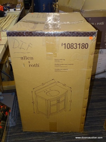 (R2) ALLEN + ROTH VANITY WITH TOP; MORAVIA 30-IN WHITE SINGLE SINK BATHROOM VANITY WITH NATURAL