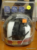 (R6) SAFETY WORKS PLASTIC HEARING PROTECTION BLUETOOTH EARMUFFS; MODEL #SWX00260. CONNECT TO YOUR