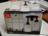 (R6) ANNECY 3-LIGHT OIL RUBBED BRONZE SEMI-FLUSH MOUNT LIGHT; MODEL #65904. COMES IN ORIGINAL BOX,