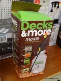 (R6) DECKS & MORE SPRAYER; 2 GALLONS TOTAL CAPACITY. MODEL #190377. COMES IN ORIGINAL BOX, MAY HAVE