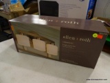 (R6) ALLEN + ROTH MERINGTON 3-LIGHT NICKEL TRANSITIONAL VANITY LIGHT BAR; MODEL #0036749. MEASURES