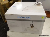 (R6) KICHLER WEATHERED ZINC PENDANT LIGHT TRANSITIONAL SEEDED GLASS PENDANT LIGHT; MODEL #1048253.